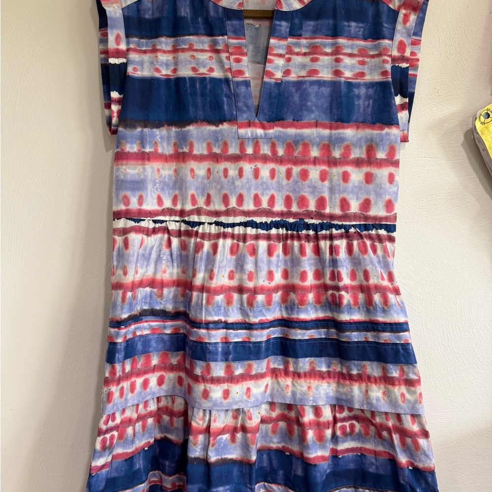 Marie Oliver Blue and Red Tie-Dye Dress
